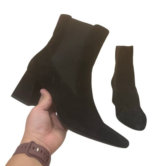 Geox Black‎ Suede Block Heel Ankle Boots Women’s 39 (US 8.5–9) Italian Patent - Picture 3 of 9